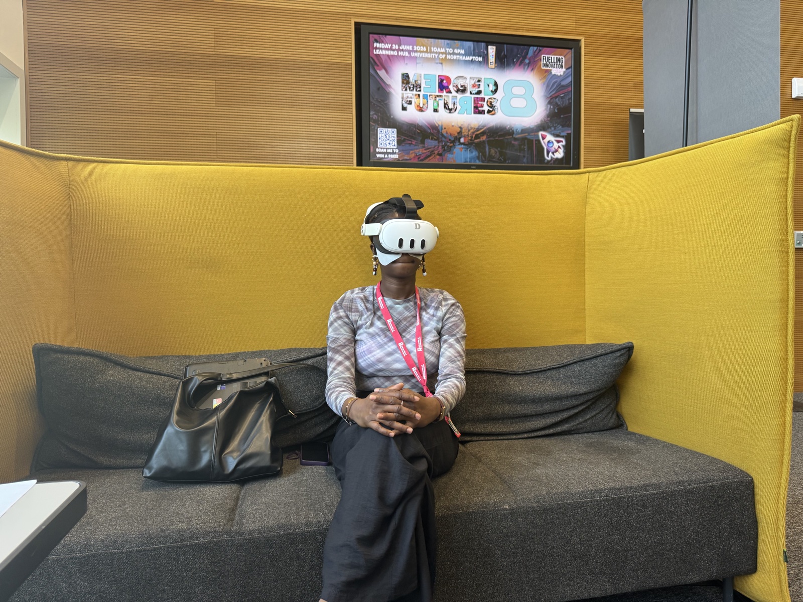 A Merged Futures 8 attendee trying WaveVR